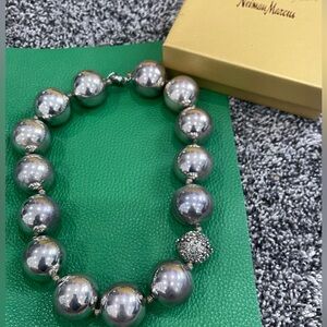 Lee Angel large silver ball necklace with  one smaller rhinestone  bead!!